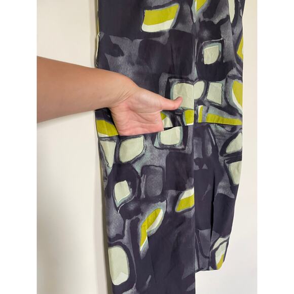 LELA ROSE 100% cotton watercolor abstract artsy green gray sheath dress - Picture 8 of 11